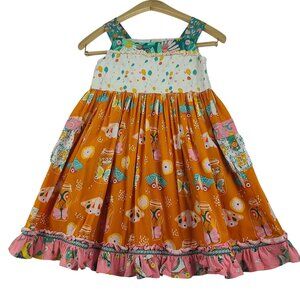 Wildflowers Summer Celebration Tank Dress Button Front Orange Green Floral 10